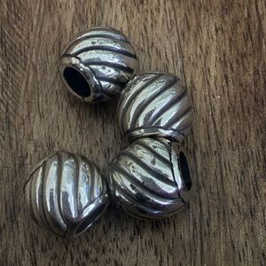 Brighton Silver Textured Beads Set of 4